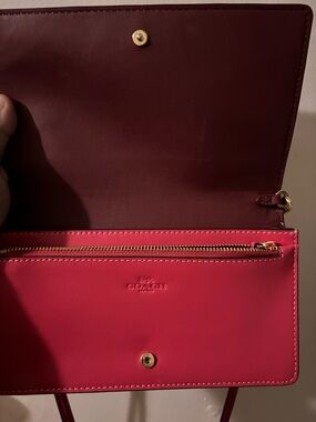 Coach Pink and Burgundy Leather Crossbody Wallet